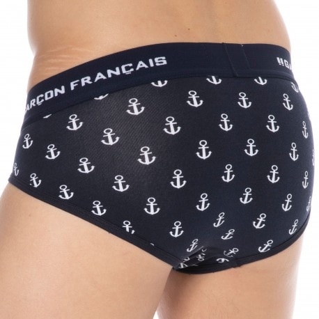 Garçon Français Slip Ancre Coton Bleu Marine