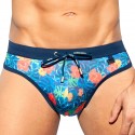 ES Collection Slip de Bain Barcelona Fleurs Bleu Marine