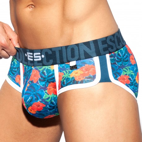 ES Collection Double Side Flowers Briefs - Navy