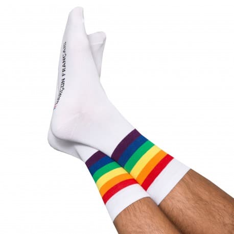 Garçon Français Striped Cotton Socks - Rainbow