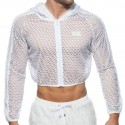 Addicted C-Through Mesh Crop Jacket - White