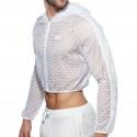 Addicted C-Through Mesh Crop Jacket - White