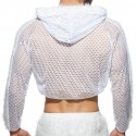 Addicted C-Through Mesh Crop Jacket - White