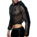 Addicted C-Through Mesh Crop Jacket - Black