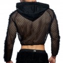 Addicted C-Through Mesh Crop Jacket - Black