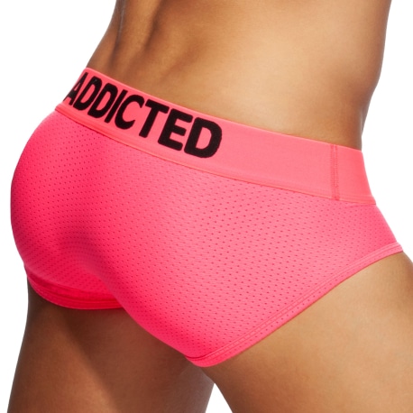 Addicted Slip Cockring Mesh Neon Rose Fluo