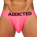 Addicted Cockring Neon Mesh Jock - Neon Pink