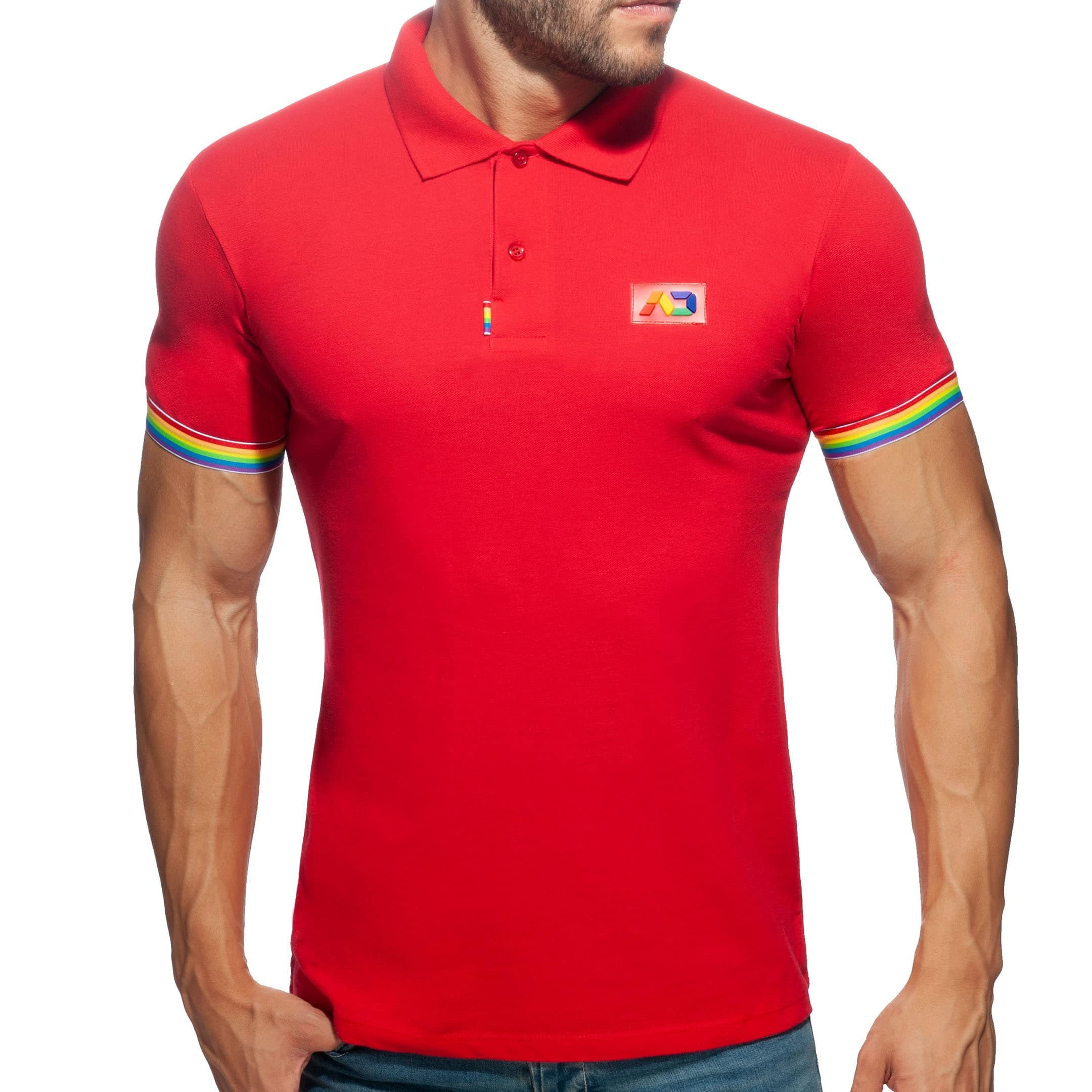 Addicted Rainbow Cotton Polo Shirt Red Inderwear