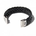 ES Collection Braided Leather Bracelet - Black