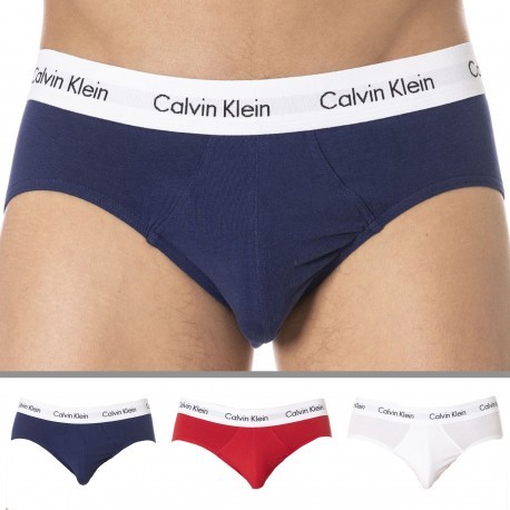 Calvin Klein 3 PACK Microfiber Men's Size Underwear Hip Brief Blue Gray Red  