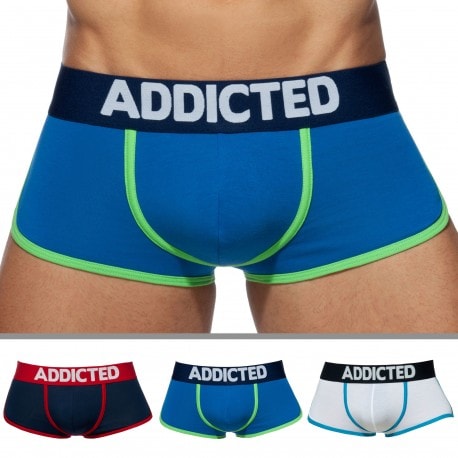 Addicted 3-Pack Second Skin Trunks - White - Navy - Royal