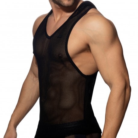 Addicted Mesh Sleeveless Hoody - Black