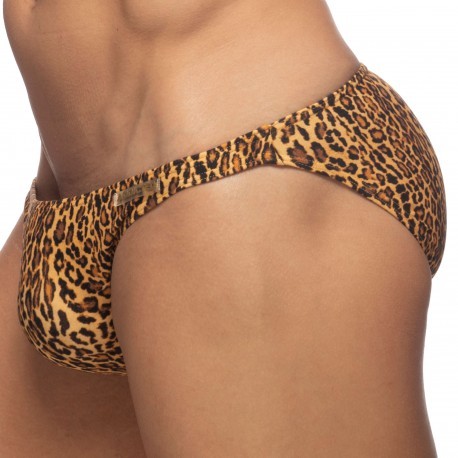 Addicted Leopard Mini Swim Bikini Briefs - Brown