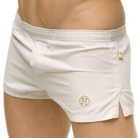 Marcuse Pinstripe Boxer Shorts - Beige