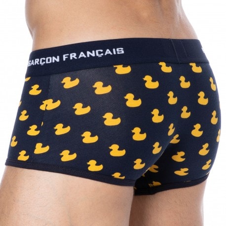 Garçon Français Boxer Court Canard Coton Bleu Marine