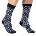 Garçon Français Circle Cotton Dress Socks - Navy