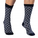 Garçon Français Circle Cotton Dress Socks - Navy