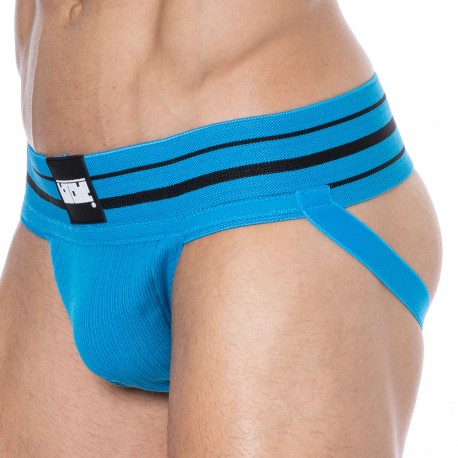 Barcode Jock Strap Andreus Coton Bleu