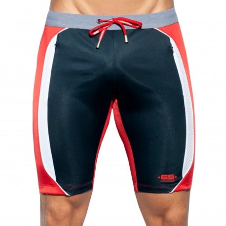 ES Collection Sportive Compression Shorts - Navy - Red