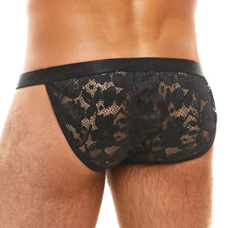 Modus Vivendi Floral Lace Tanga Briefs - Black