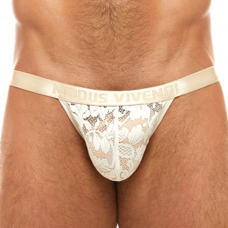 Modus Vivendi Floral Lace Tanga Briefs - Ivory