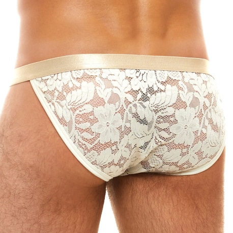 Modus Vivendi Floral Lace Tanga Briefs - Ivory