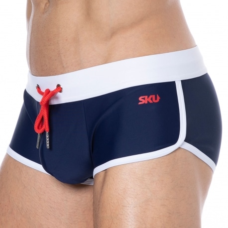 Mens square cut hot sale swim trunks