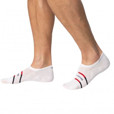 Tommy Hilfiger 2-Pack Stripe Invisible Socks - White