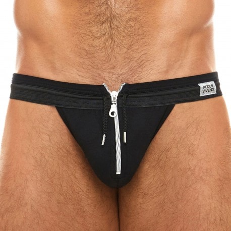 Modus Vivendi Zipper Tanga Briefs - Black