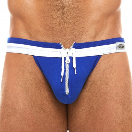 Modus Vivendi Zipper Tanga Briefs - Blue