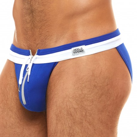 Modus Vivendi Zipper Tanga Briefs - Blue