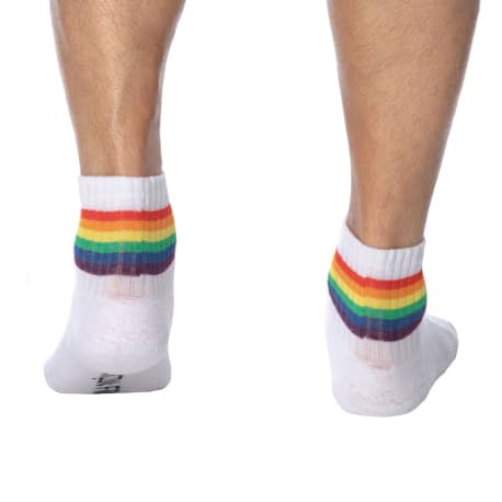 Garçon Français Ankle Socks - White - Rainbow