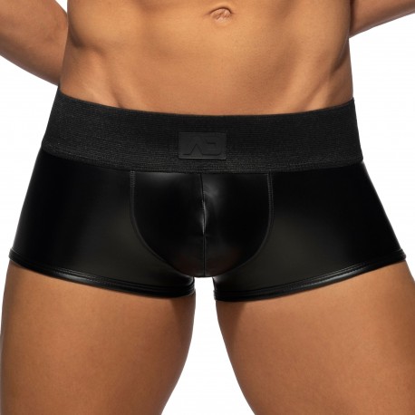 AD Fetish Cockring Back Zip Rub Trunks - Black