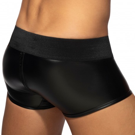 AD Fetish Cockring Back Zip Rub Trunks - Black