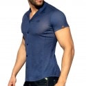 ES Collection Chemisette Slim Fit Microfibre Bleu Marine