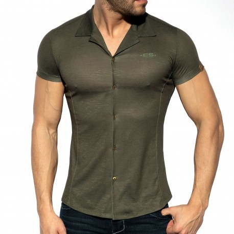 ES Collection Slim Fit Microfiber Shirt - Khaki