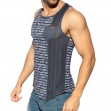 ES Collection Flower Striped Tank Top - Navy