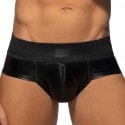 AD Fetish Cockring Allover Zip Rub Briefs - Black