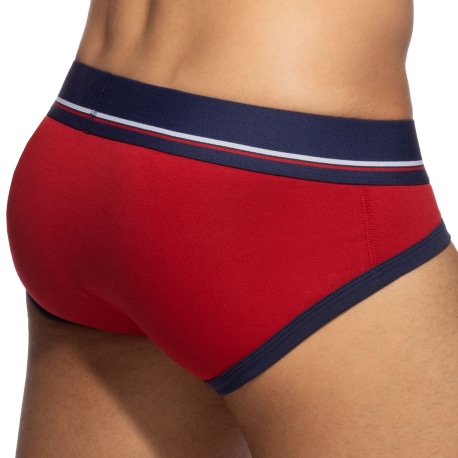 Addicted Basic Colors Cotton Briefs - Red - Navy