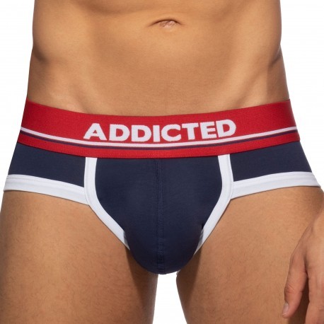 Addicted Basic Colors Cotton Briefs - Navy - Red