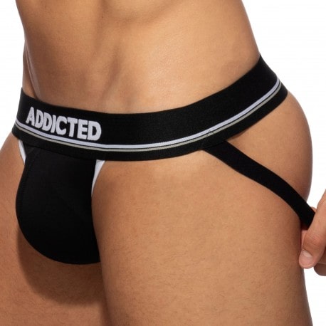 Addicted Basic Colors Cotton Jock - Black - White