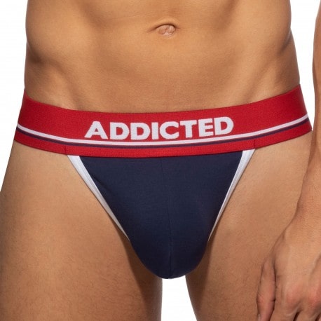 Addicted Basic Colors Cotton Thong - Navy - Red