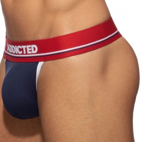 Addicted Basic Colors Cotton Thong - Navy - Red