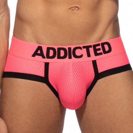 Addicted Basic Colors Mesh Briefs - Neon Pink