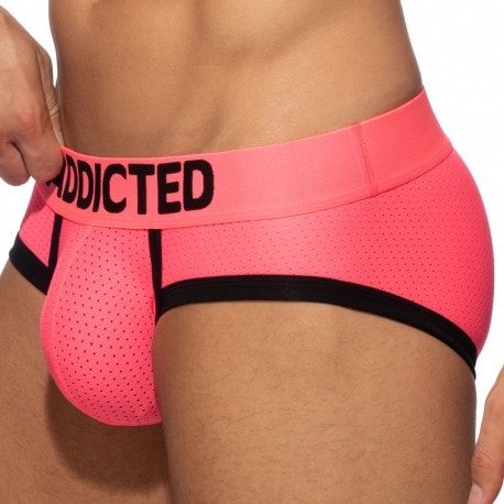 Addicted Basic Colors Mesh Briefs - Neon Pink