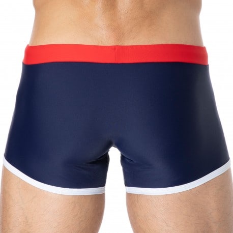 Garçon Français Boxer de Bain Bleu Marine - Rouge - Blanc