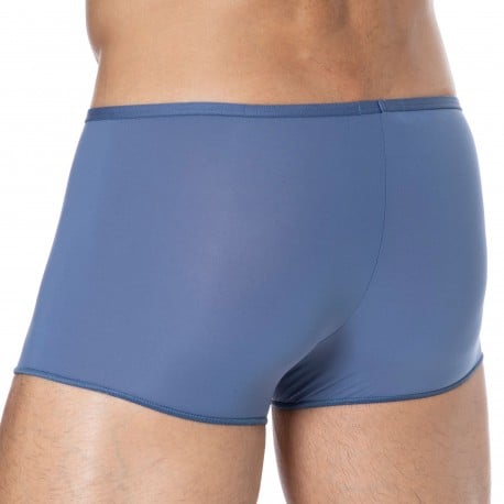 HOM Boxer Court Temptation Plume Microfibre Bleu Jeans