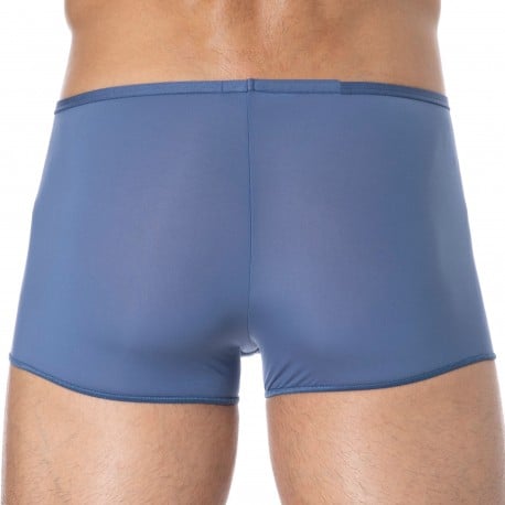 HOM Boxer Court Temptation Plume Microfibre Bleu Jeans