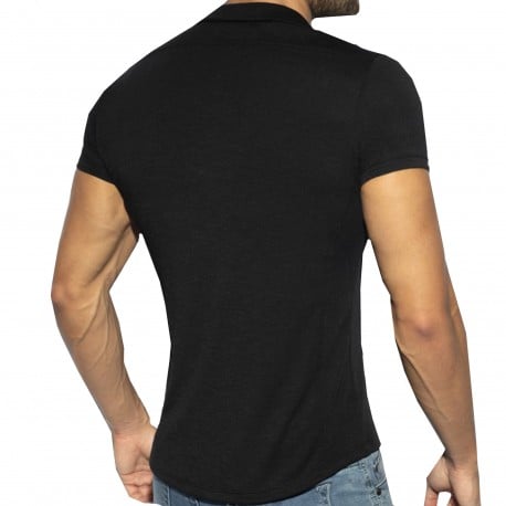 Slim Fit Microfiber Shirt - Black