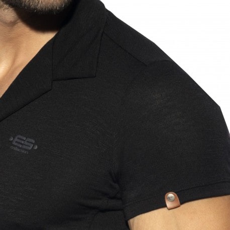 Slim Fit Microfiber Shirt - Black